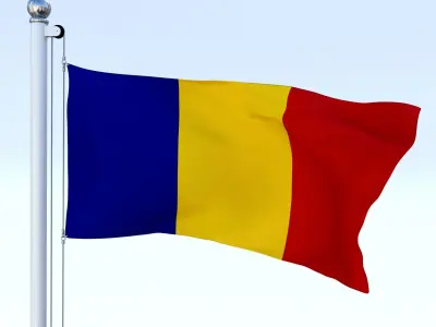 Animated Romania Flag Low-poly 3D model