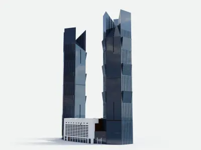 palm towers Qatar doha Low-poly 3D model