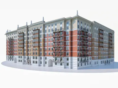 Apartment Buildings 02  Low-poly 3D model