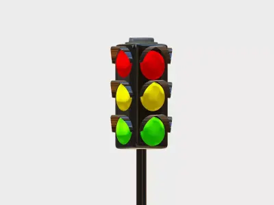 Traffic Light Low-poly 3D model 8
