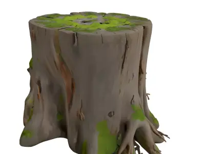 Realistic Mossy Tree Stump 3D Model Low-poly 3D model