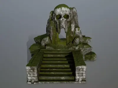 skull cave Low-poly 3D model