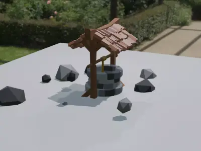 detailed low poly well Free low-poly 3D model
