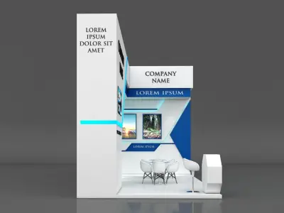 Booth Exhibition Stand Stall 4x8m Height 500 cm 2 Side Open 3D model