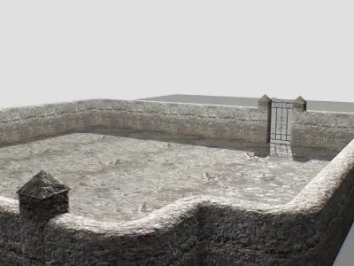 Stone wall 4 Low-poly 3D model