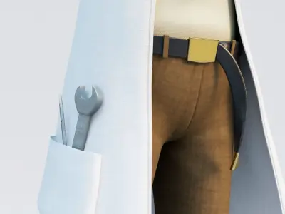 Scientist Cartoon Man Character Rigged 3D model