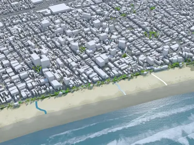 Praia Grande Brazil Low-poly 3D model