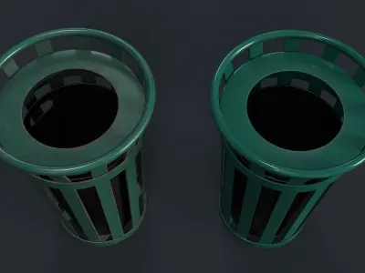 Street Trash Can 6 PBR Game Ready Low-poly 3D model