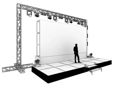 Event Stage with LED Screen 6x3m -  Modular Truss Stage Design 3D model