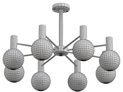Tiara Tiara modern chandelier with six glass globes 3D model