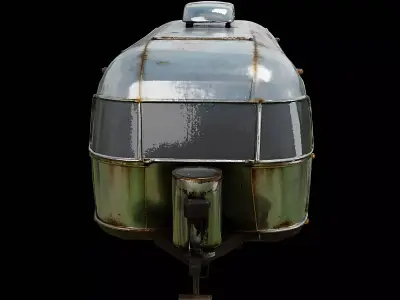 Vintage Aluminum Travel Trailer Camping Caravan Game Ready PBR Low-poly 3D model