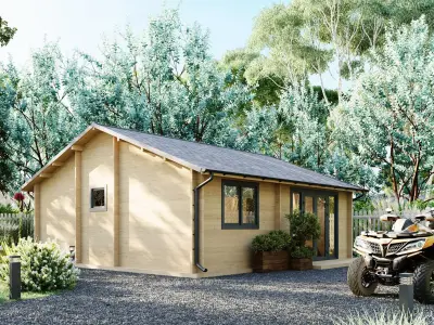Wooden cabin in Australia - full scene 3D model