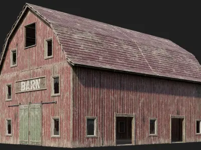 93-94-95-96 - Farm Buildings 4K PBR GameReady Low-poly 3D model