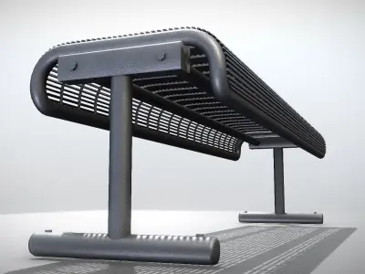 Modern Metal Lattice Bench Low-Poly  Low-poly 3D model