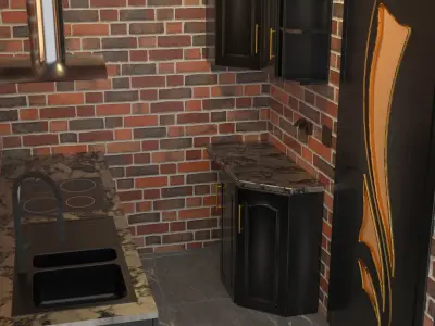 Kitchen Interior Design without Furnitures 3D model