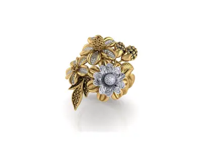 Flower Ring STL-Check Description 3D print model