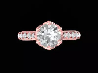 Elegant Solitaire Pave Engagement Ring for Women  1531 3D print model