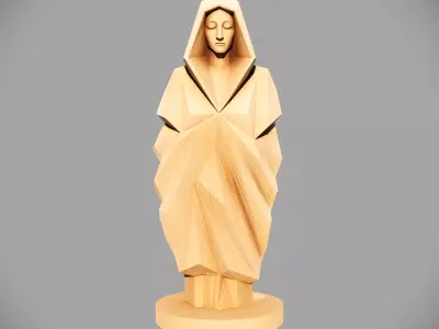 Geometric Hooded Wood Sculpture 3D model