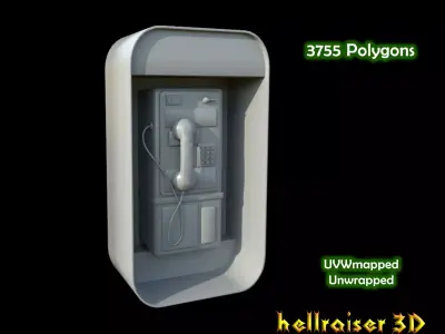 Payphone public telephone Low-poly 3D model