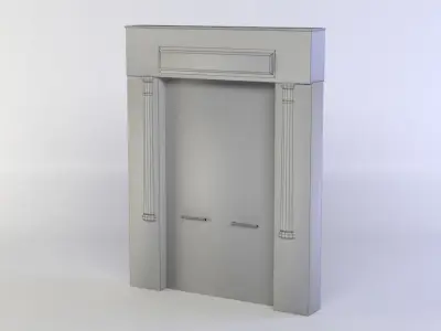 Door wooden with glass panels Low-poly 3D model buy