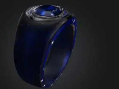 Stunning Blue Sapphire Ring Model for 3D Games 3D model