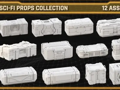 SCI-FI Props Collection BOXES 3D model