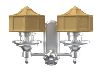 Brushed Nickel Industrial Wall Mount Light 3D model