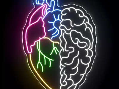 Heart Brain Neon Sign 3D model