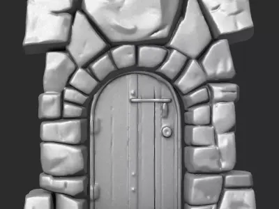 Medieval stone door 3D print model