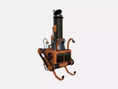 Steampunk Backpack 09 Wood Black - Character Design Fashion Low-poly 3D model
