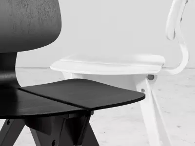 Mosquito pair of wooden chairs 3D model