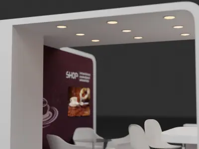 three  dimension 3d  food stall together 3D model