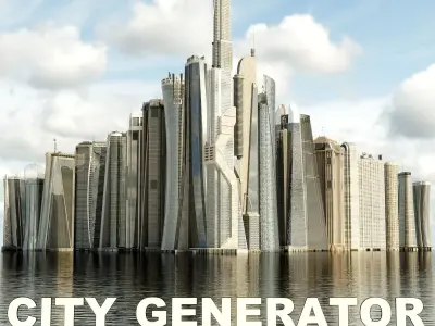 Building Skyscraper City Town Downtown Street Futuristic Utopia Low-poly 3D model 17