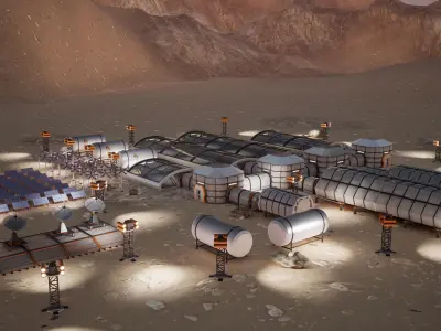 LowPoly Modular Space Station 3D model