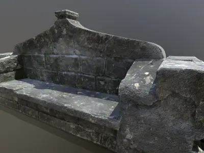 Old Monument Bench Low-poly 3D model