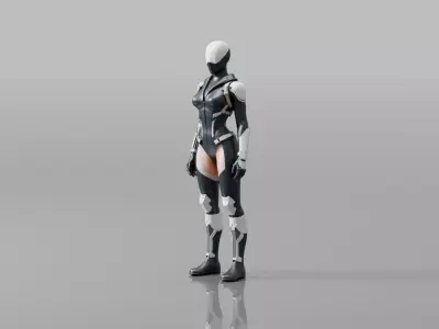 CC  Realistic Sci Fi Female Low And High Poly Both Low-poly 3D model