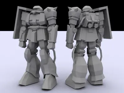 MS-06F Zaku II Gundam Low-poly 3D model