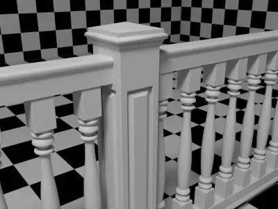 Exterior Railing - White Vinyl - Style 11 3D model