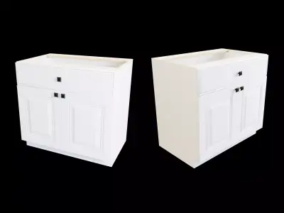 White Panel Door Cabinet Low-poly 3D model