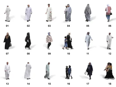 150 PNG and PSD Arabian people Full HD CUTOUT Pack 3D model