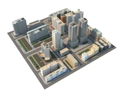 CityBlock city Low-poly 3D model