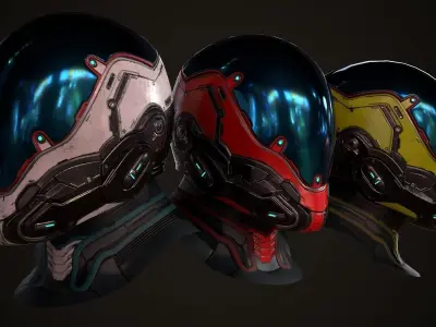 Futuristic sci fi helmet Low-poly 3D model