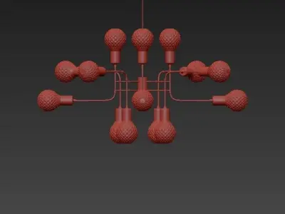 Glamorous modern chandelier with brass and glass balls 3D model