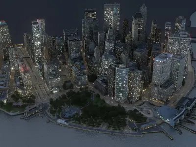  Manhattan Lower Tip Night Low Poly 