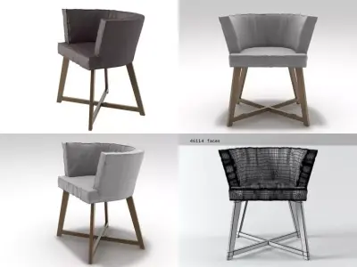 Gray four chairs 3D model