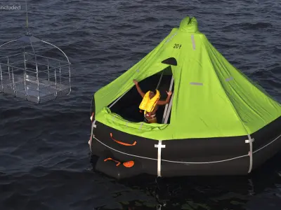  Eurocopter MH 65 Dolphin with Inflatable Life Raft and Characters 