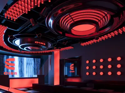 Dark Style Bar Club Interior Scene 3D model