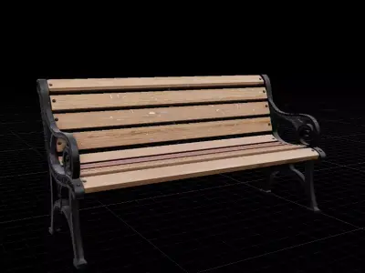 Street Bench Wooden 3D Model Low-poly 3D model