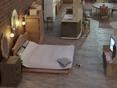 Modular apartment scene interior  3D model