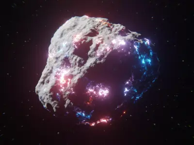 Procedural Sci Fi Glowing Asteroid - Space Rock 3D Model 3D model